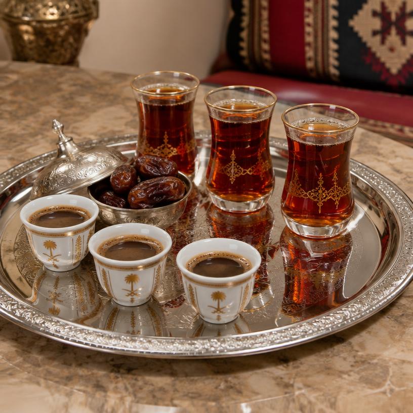 طقم ترامس الدانة فضي بحواف ذهبية